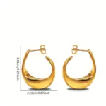Pendientes de aro de acero inoxidable dorados y gruesos de lujo, Clips de orejas redondas brillantes cúbicos, joyería de moda para fiesta de boda 5