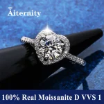 Anillo de moissanita 100% Real D VVS1, pluma de prueba de diamante de paso, tamaño ajustable, plata S925, certificado GRA, anillos de boda para mujer 02 1