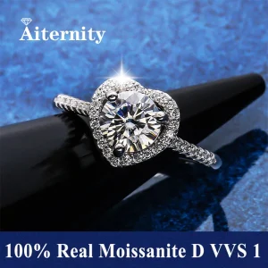 Anillo de moissanita 100% Real D VVS1, pluma de prueba de diamante de paso, tamaño ajustable, plata S925, certificado GRA, anillos de boda para mujer 02 1