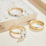 3 unids/set anillos ovalados de circonia cúbica para mujer, moda de lujo, ropa desmontable, joyería para mujer, accesorios de banda de boda nupcial 3