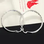 Pendientes de aro de Plata de Ley 925 para mujer, aretes circulares de 5CM, joyería bonita a la moda para fiesta de boda, regalos de vacaciones 2