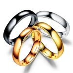 Anillo Simple de titanio de 6mm para hombres y mujeres, anillos de boda de alto pulido para prevenir alergias, regalos de joyería para dedo de pareja de acero inoxidable 2
