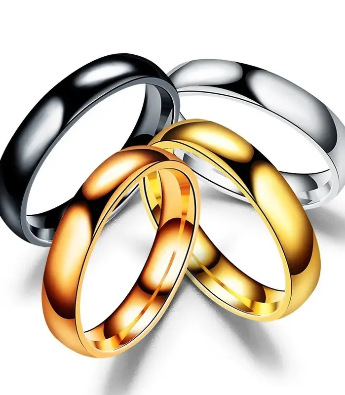 Anillo Simple de titanio de 6mm para hombres y mujeres, anillos de boda de alto pulido para prevenir alergias, regalos de joyería para dedo de pareja de acero inoxidable 2