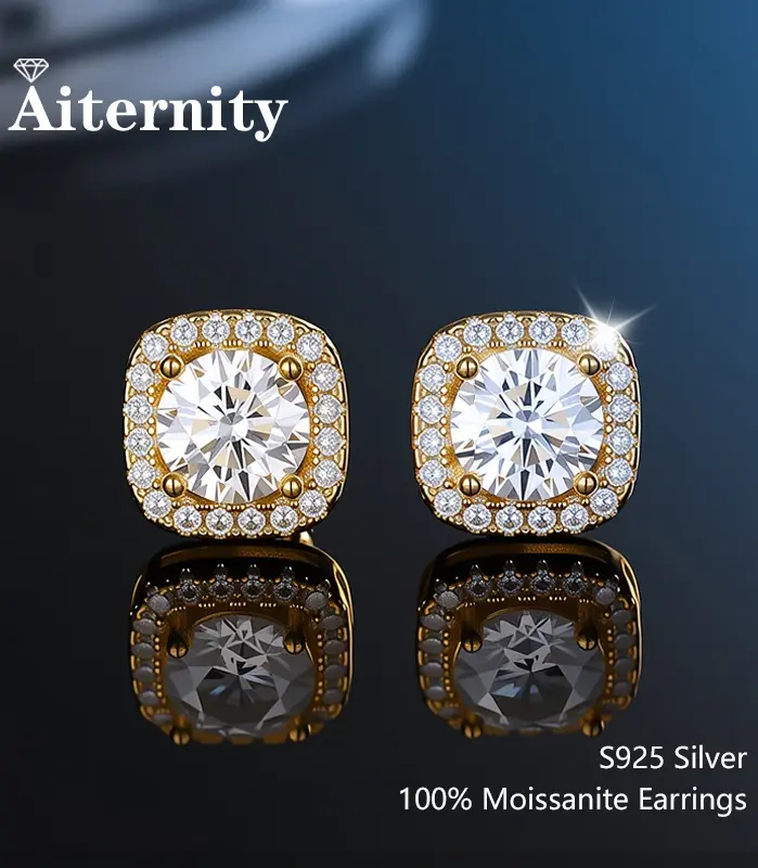 Pendientes tipo botón de plata fina GRA Moissanite S925 para mujeres y hombres con 2 certificados, pluma de prueba de diamante, joyería fina 2