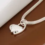 collar de plata de ley 925 con dije de corazón para boda, collar de amor para mujer, joyería de plata de 18 pulgadas de lujo Noble 4 collar de plata de ley 925 con dije de corazón para boda, collar de amor para mujer, joyería de plata de 18 pulgadas de lujo Noble 4