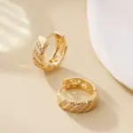 Pendientes de aro de circón chapados en oro de 18 quilates para mujer, Huggies gruesos geométricos antialérgicos, regalos de joyería para fiesta al por mayor 4