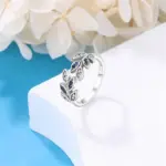 Anillos Anillos originales de Plata de Ley 925, anillos de hojas de circón azul brillante, tamaño 7-9 para mujeres, joyería de cumpleaños, regalos de Festival 3