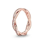 anillo clásico de Plata de Ley 925 de la serie de oro rosa, gema brillante, elegante anillo con dije de flor, regalo de cumpleaños para mujer 4