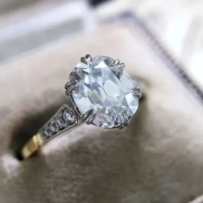 anillos de circonia cúbica redondos discretos para mujer, anillo de compromiso de boda, accesorios elegantes, nueva moda, joyería de dos tonos 2