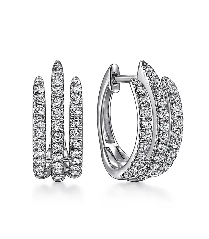 pendientes de aro sencillos de tres líneas para mujer, Mini pendientes circulares de circonia cúbica de cristal de lujo, joyería moderna de moda 2