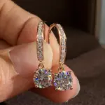 pendientes de gancho minimalistas con colgante redondo de circonia cúbica para mujer, accesorios simples y elegantes para las orejas, joyería de moda diaria para fiesta 3