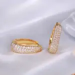 pendientes de aro huecos de Color dorado para mujer, aretes circulares de lujo con piedra CZ deslumbrante, joyería llamativa 2