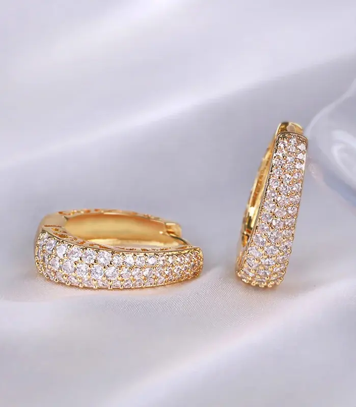 pendientes de aro huecos de Color dorado para mujer, aretes circulares de lujo con piedra CZ deslumbrante, joyería llamativa 2
