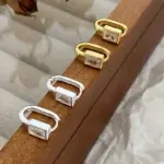 pendientes de aro rectangulares de circonita cúbica para mujer, Color plateado/dorado, joyería de temperamento para niñas 6