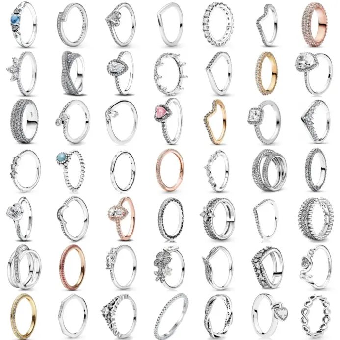 Nuevo Serie blanca, anillos de dedo originales de Plata de Ley 925 para mujer, Margarita de plata, mamá, corazón, piedra de circonia, joyería de lujo 1