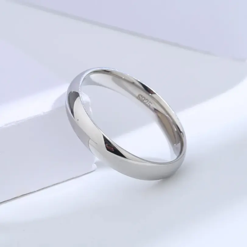 Anillo Buyee de Plata de Ley 925 para parejas, anillo Simple de estilos antiguos para dedo para mujeres y hombres, joyería fina clásica de boda a la moda, círculo 4