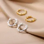 Pendientes redondos elegantes para mujeres y niñas, aretes de aro de acero inoxidable de lujo, joyería estética de compromiso de boda Vintage 5 Pendientes redondos elegantes para mujeres y niñas, aretes de aro de acero inoxidable de lujo, joyería estética de compromiso de boda Vintage 5