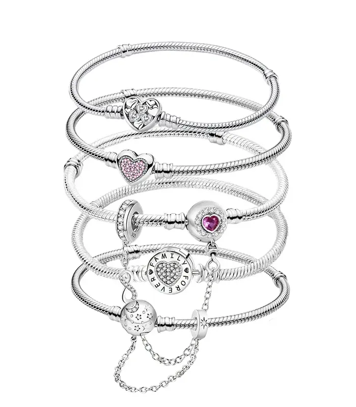 Pulsera de corazón de amor dulce de circón de Plata de Ley 925, fabricación de cuentas DIY, pulseras originales de Pan, regalo de joyería fina 1