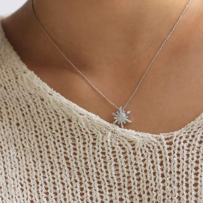 collar con colgante de copo de nieve brillante para mujer, accesorios de compromiso con circonita brillante, joyería delicada diaria 2