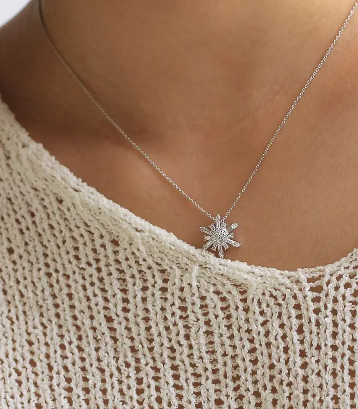 collar con colgante de copo de nieve brillante para mujer, accesorios de compromiso con circonita brillante, joyería delicada diaria 2