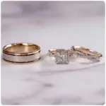 Conjunto de anillos de boda para novia, corte princesa de lujo, circonita cúbica, accesorios elegantes, joyería brillante para boda y hombre 13