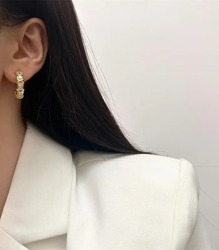 Pendientes Vintage CC con diseño para mujer, moda coreana, pendiente de circonita cruzada X, joyería de compromiso, regalos al por mayor 2