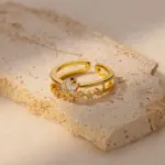 Anillos de corazón geométricos de circón para mujer, anillo de boda de Color dorado de acero inoxidable, joyería estética de lujo, regalo para pareja 2025 13