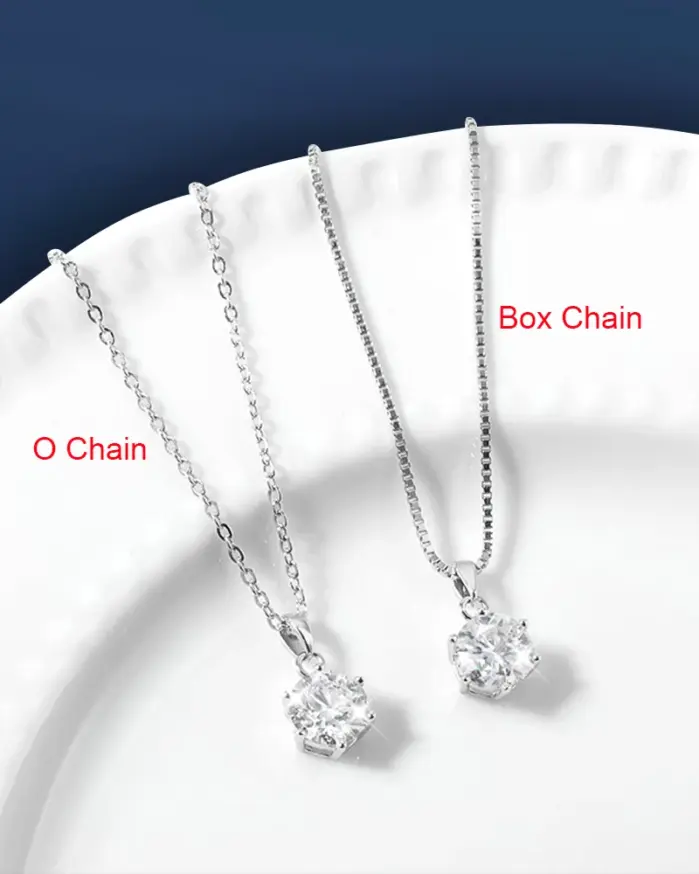 Collar con colgante de moissanita real de 0,5-10 quilates para mujer, collar de diamantes redondos de color D, joyería clásica de plata de ley 925 para novia 2