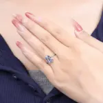 Anillo cerrado de plata de ley S925 con flor de Iris púrpura para mujer, joyería Original para dedo, regalos finos de moda para fiesta 3