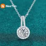 collar de moissanita de 1ct, 2ct, 5ct, Plata de Ley 925 con colgante brillante de diamante de laboratorio chapado en oro blanco GRA 1