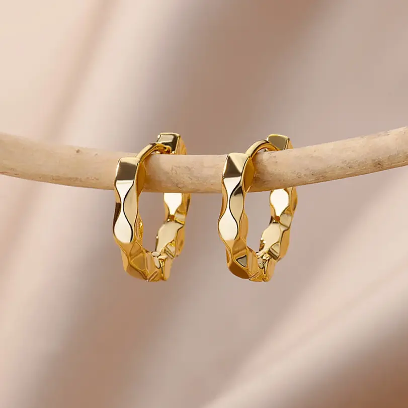 Pendientes redondos elegantes para mujeres y niñas, aretes de aro de acero inoxidable de lujo, joyería estética de compromiso de boda Vintage 2