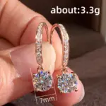 pendientes de gancho minimalistas con colgante redondo de circonia cúbica para mujer, accesorios simples y elegantes para las orejas, joyería de moda diaria para fiesta 6