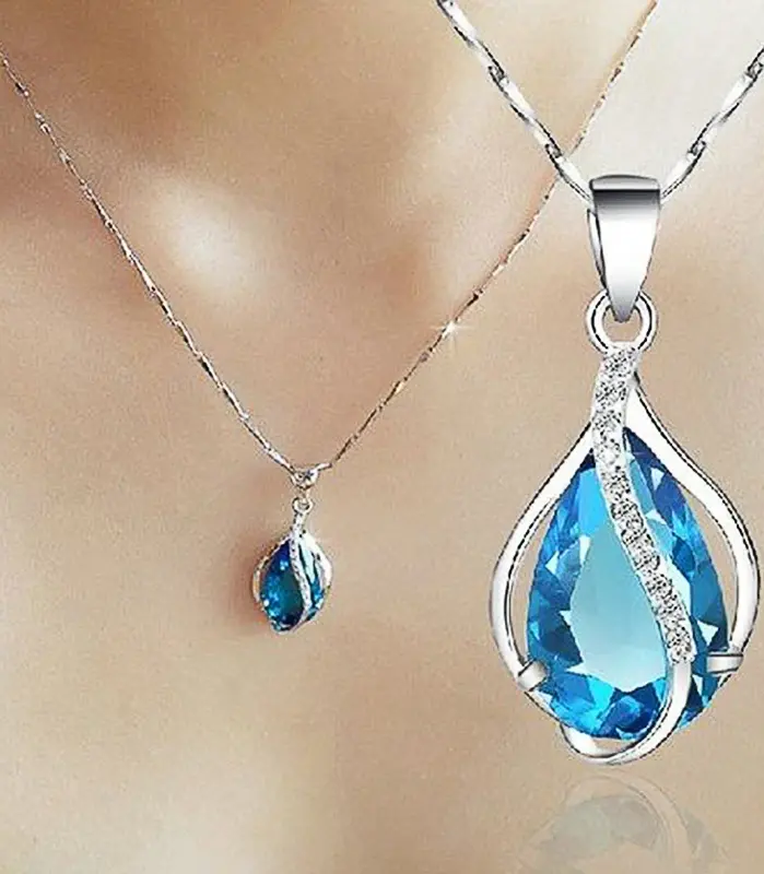 Huitan-precioso collar con colgante de circonia cúbica para mujer, accesorios elegantes con temperamento para mujer, joyería de amor para compromiso y boda 1