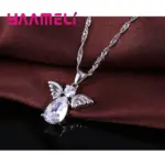 Venta promociones, bonitos conjuntos de joyería con forma de Ángel, cristal, Plata de Ley 925, colgante de Color, collar y pendientes, conjunto de cumpleaños para mujer 2