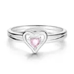 Anillos de circón en forma de corazón rosa para mujer, joyería de compromiso de boda romántica fina, anillos de Color plateado, primavera 925 30