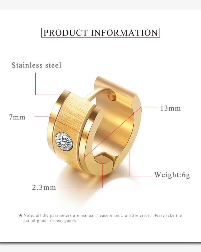 Nueva joyería de marca clásica, pendientes de aro de cristal de circón de acero inoxidable 316L de Color dorado para mujer 2