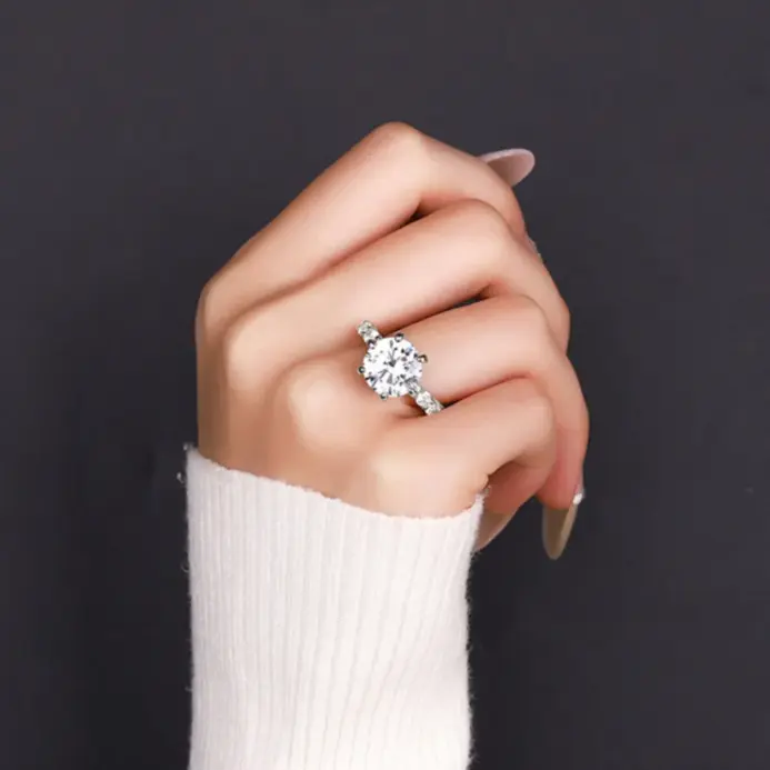 Anillo de Plata de Ley 925 para mujer, anillo de Hada de moissanita de 3/5CT con certificado, regalo de relación de Color D, joyería fina de compromiso 2