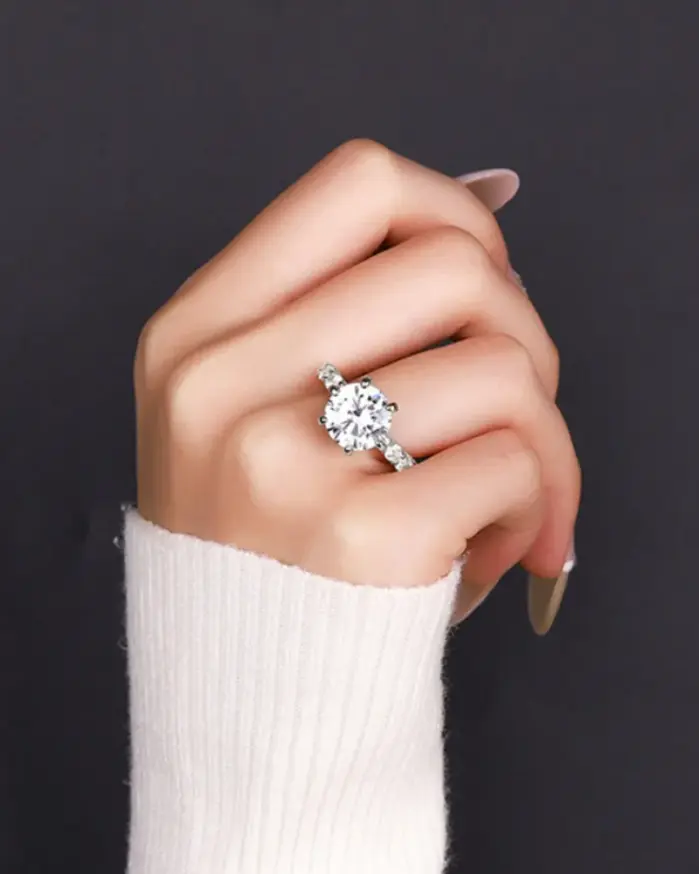 Anillo de Plata de Ley 925 para mujer, anillo de Hada de moissanita de 3/5CT con certificado, regalo de relación de Color D, joyería fina de compromiso 2