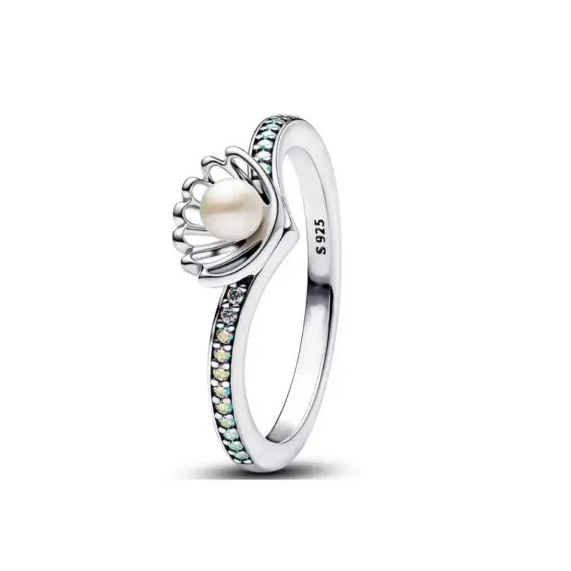Anillo de Plata de Ley 925 con lazo rosa y perla blanca, anillos para mujer, accesorios de joyería de moda europea, regalos de corazón, Patry de boda 4