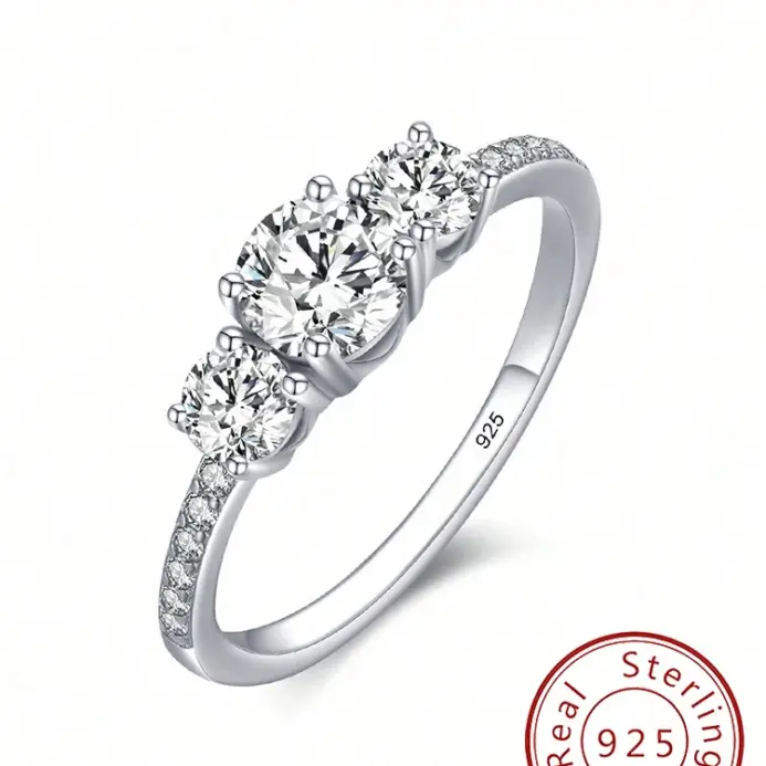 Anillo redondo de circón de 0,5 CT para mujer, de Plata de Ley 925, clásico, a la moda, para aniversario, compromiso, boda, joyería de lujo de alta calidad 1