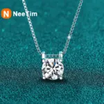 collar con colgante de moissanita auténtica para mujer, 1ct, 2ct, Plata de Ley S925 de alta calidad, joyería fina para fiesta de boda y novia 1