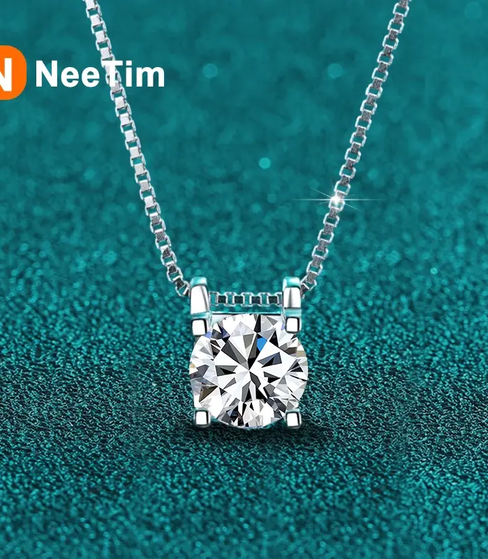 collar con colgante de moissanita auténtica para mujer, 1ct, 2ct, Plata de Ley S925 de alta calidad, joyería fina para fiesta de boda y novia 1