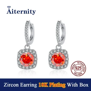 Pendiente cuadrado de circón Color D VVS1 para mujer, pendientes chapados en plata de ley S925 de 18K como brillante como joyería de diamantes 1