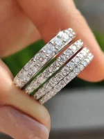 Anillo de Plata de Ley 925 de lujo a la moda de 1,4 MM 1,6 MM 1,8 MM con circonita completa para mujer compromiso boda joyería fina de alta calidad 2