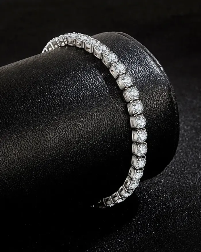 Pulsera de plata de ley S925 con circonita para mujer, pelota de tenis, joyería sencilla de compromiso para boda, 4mm, 16-20cm 2