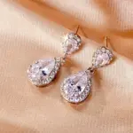 Huitan-pendientes colgantes a la moda para mujer, accesorios para fiesta de boda, estilo 6 colores, circonita cúbica de pera con incrustaciones, joyería elegante y versátil 3