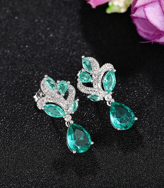 Huitan-pendientes colgantes de circonia cúbica verde para mujer, aretes femeninos de compromiso de boda, accesorios elegantes, regalo elegante 2