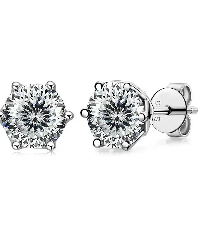 Pendientes de moissanita de Color Real de 1 CT D para mujer, joyería de boda brillante de Plata de Ley 925 de alta calidad 1