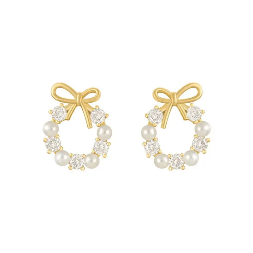 Pendientes de guirnalda de lazo simples, pendientes de perlas de cristal acrílico para mujer, joyería de fiesta a la moda, accesorios, regalos 5