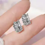 pendientes de aro de hoja delicada con circonita brillante para mujer, aretes de aro de moda de Color plateado/dorado, regalo elegante para niña, joyería 2021 2